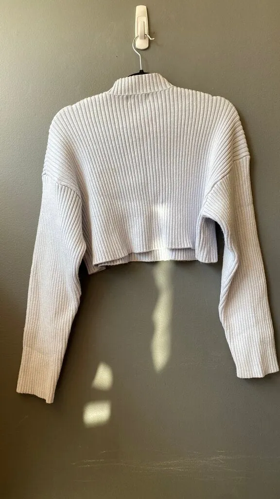 Crop Mockneck Ribbed Sweater
