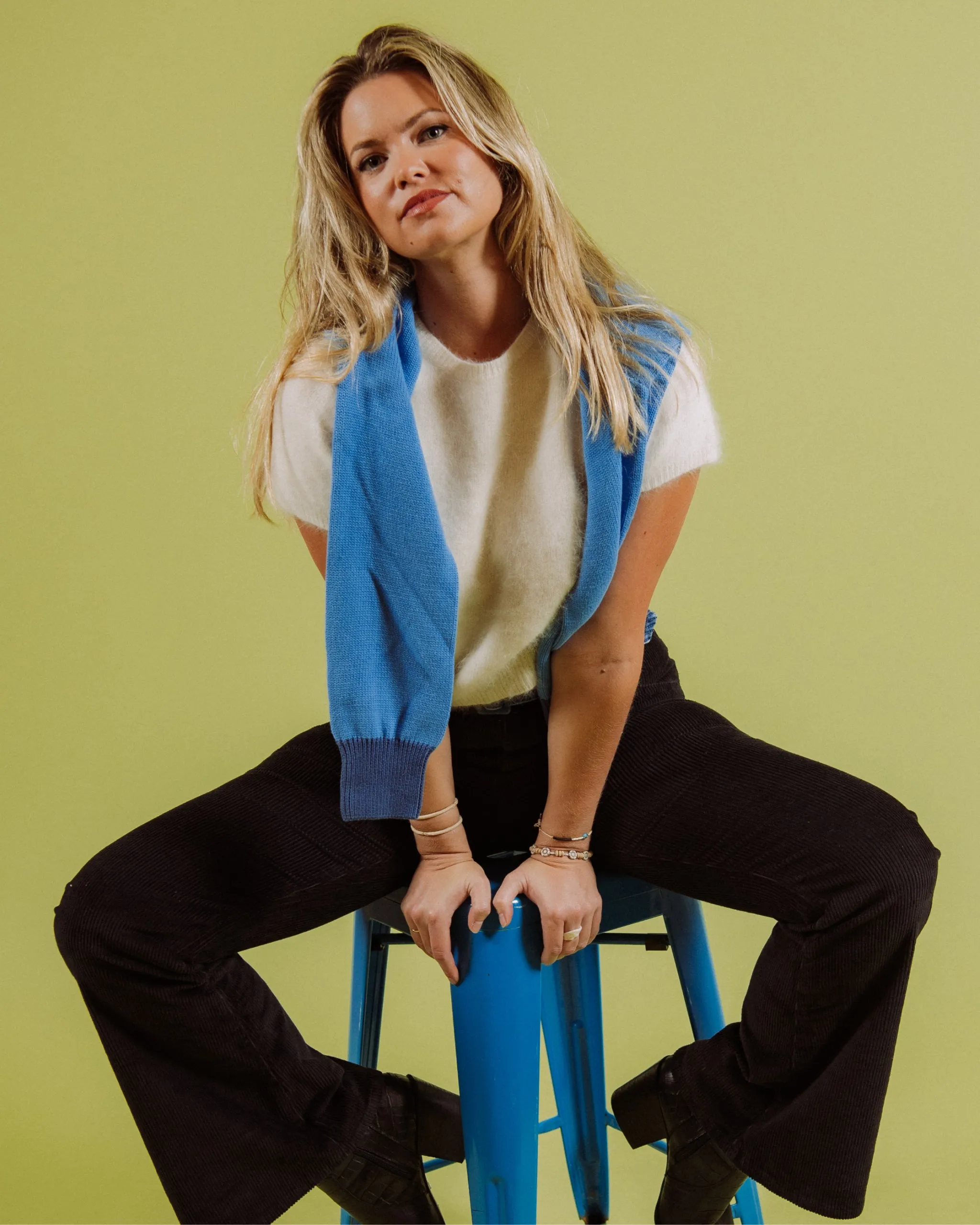 Crop Sweater (Blue Poppy/Navy)
