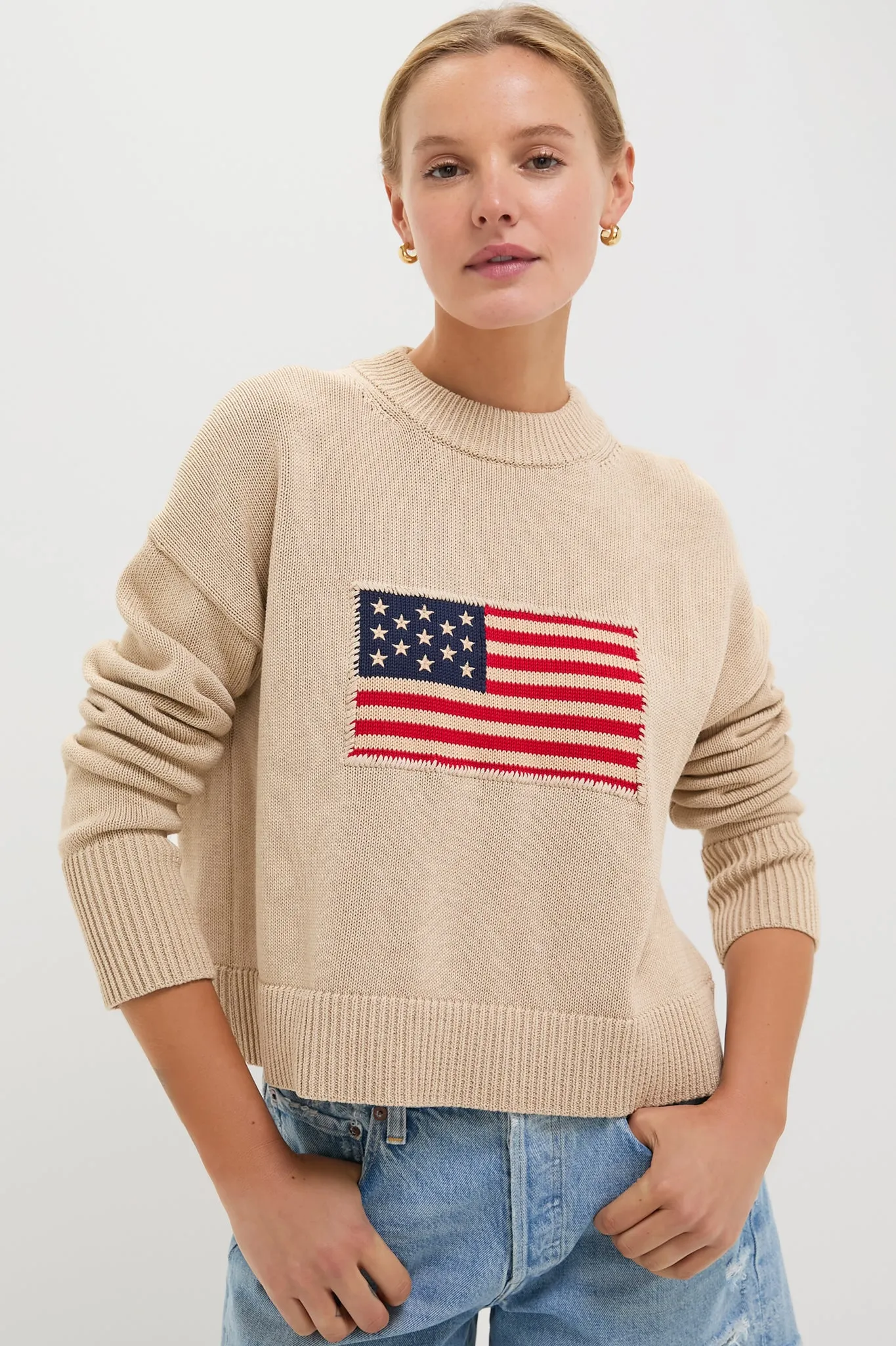 Cropped Beachwood Cotton Americana Sweater