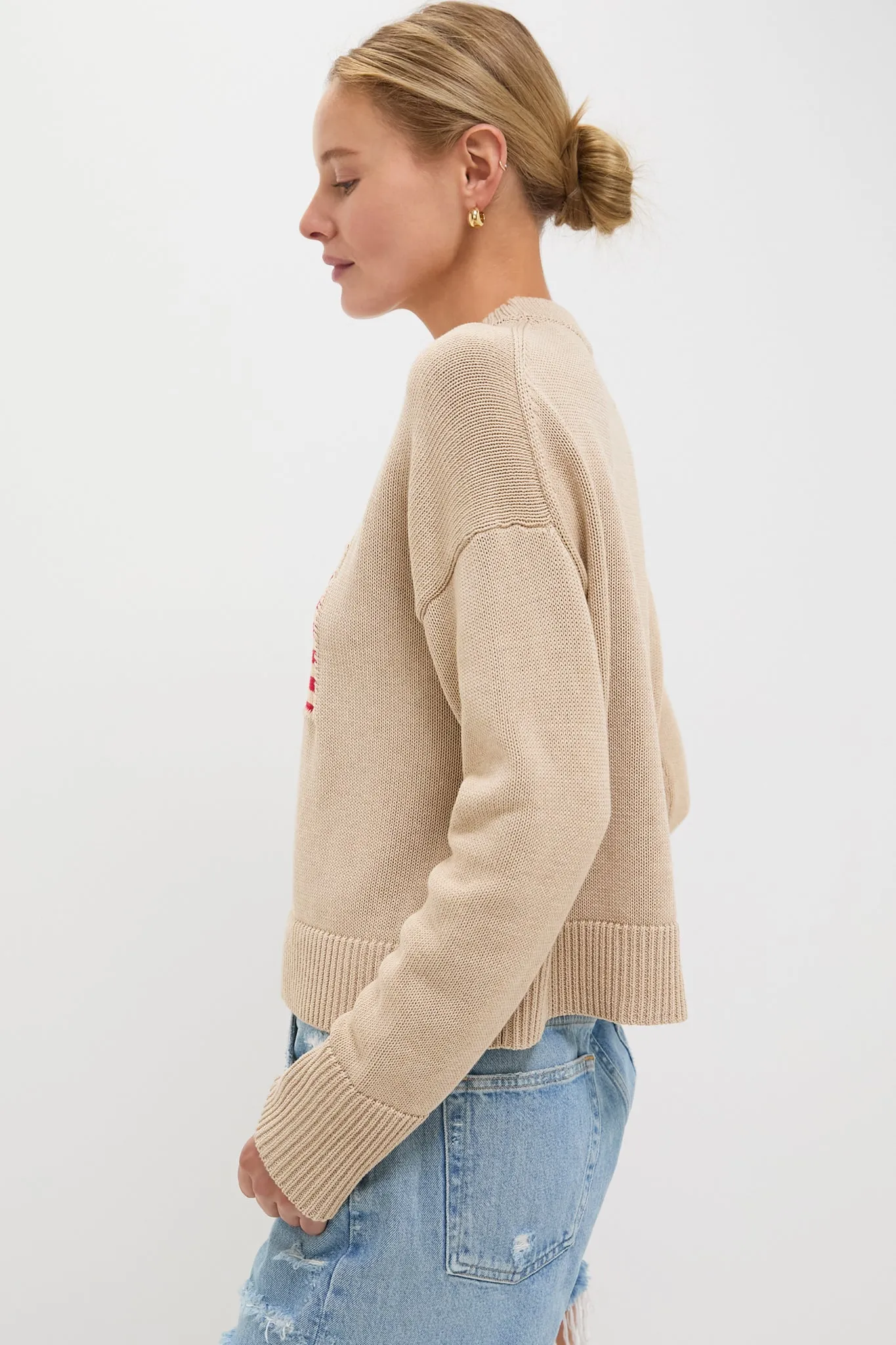 Cropped Beachwood Cotton Americana Sweater