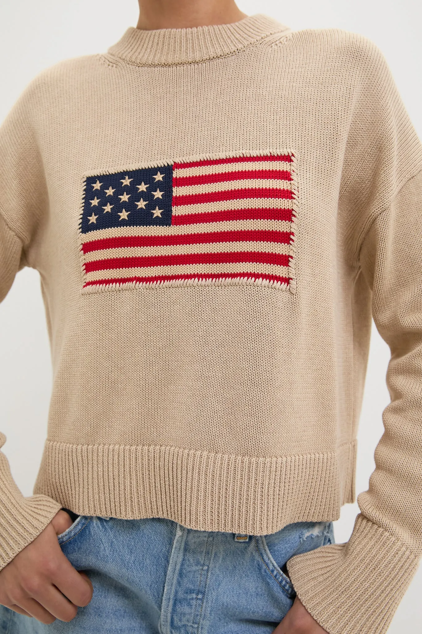 Cropped Beachwood Cotton Americana Sweater