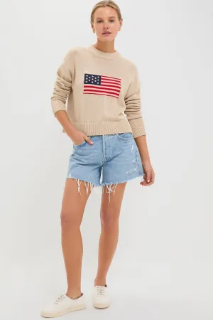 Cropped Beachwood Cotton Americana Sweater