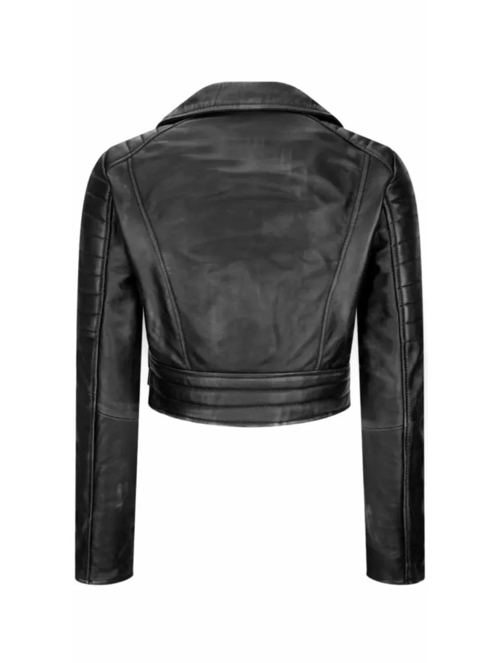 Cropped Charm Leather Moto Jacket