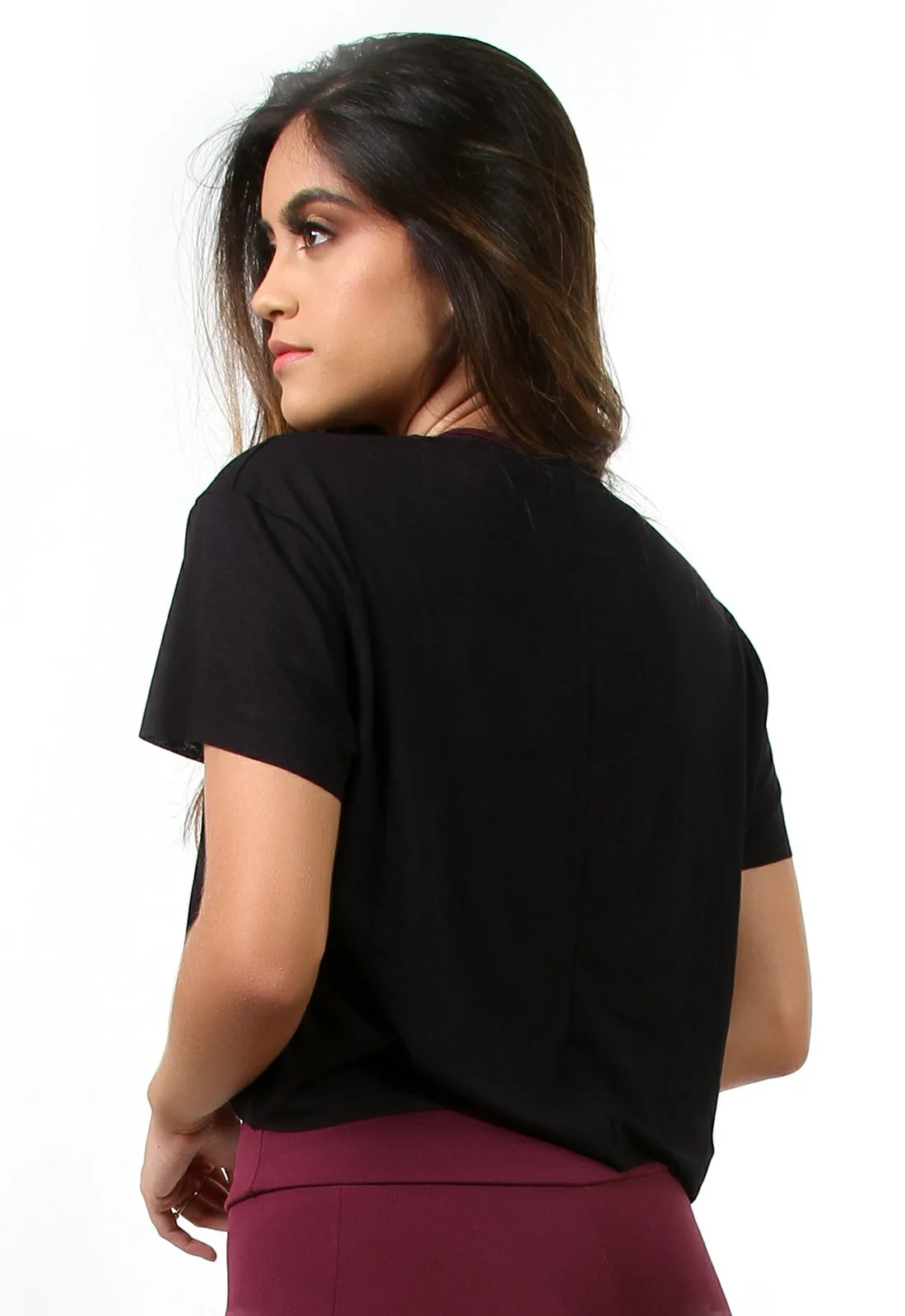 Cropped De Viscolycra Preta Feminina Fitness Lisa