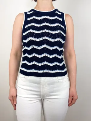 Cropped Jerrel Knit Tank in Navy/Off-White/Blubell
