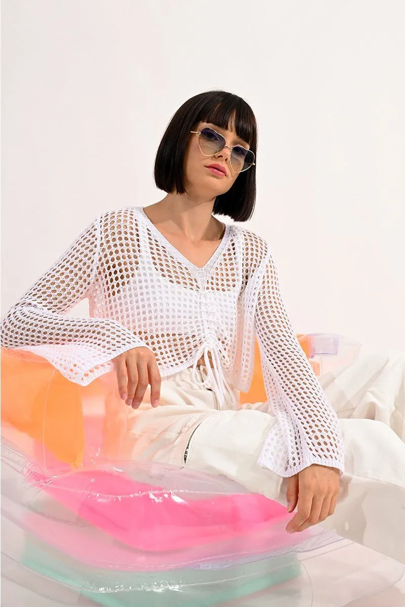 CROPPED OPENWORK SWEATER