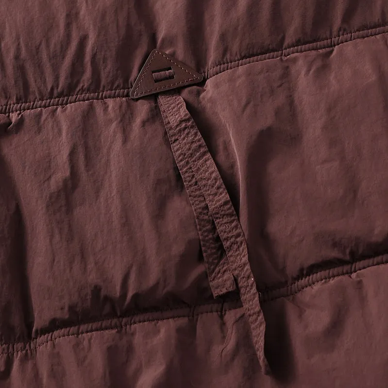 Cropped Puffer Jacket featuring Elastic Band Cuffs and Stain-resistant Material