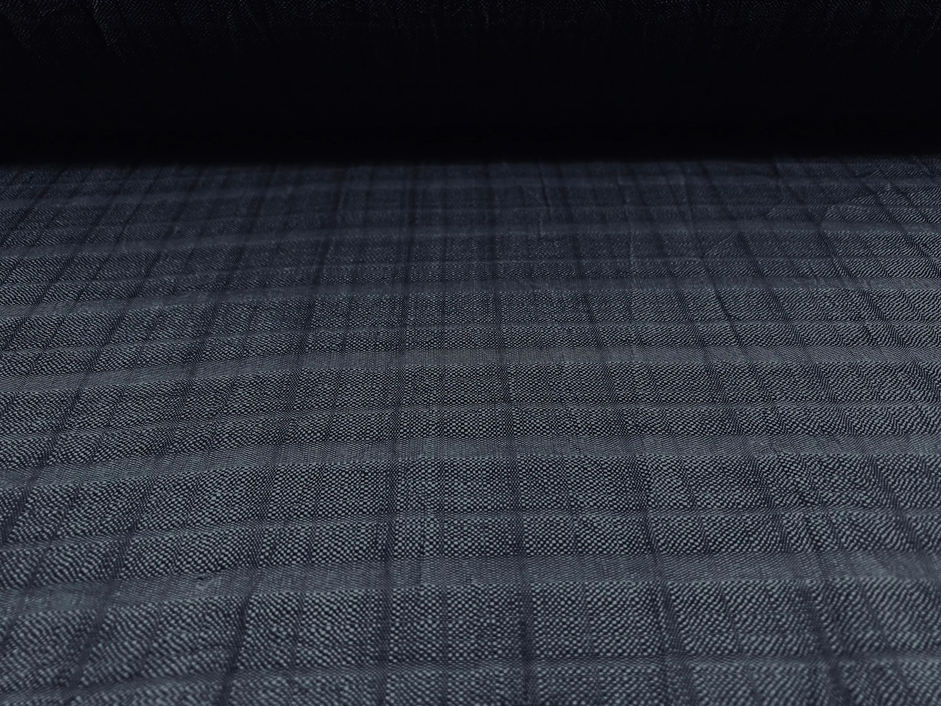 Crushed textured woven hipster check suiting fabric, per metre - navy blue
