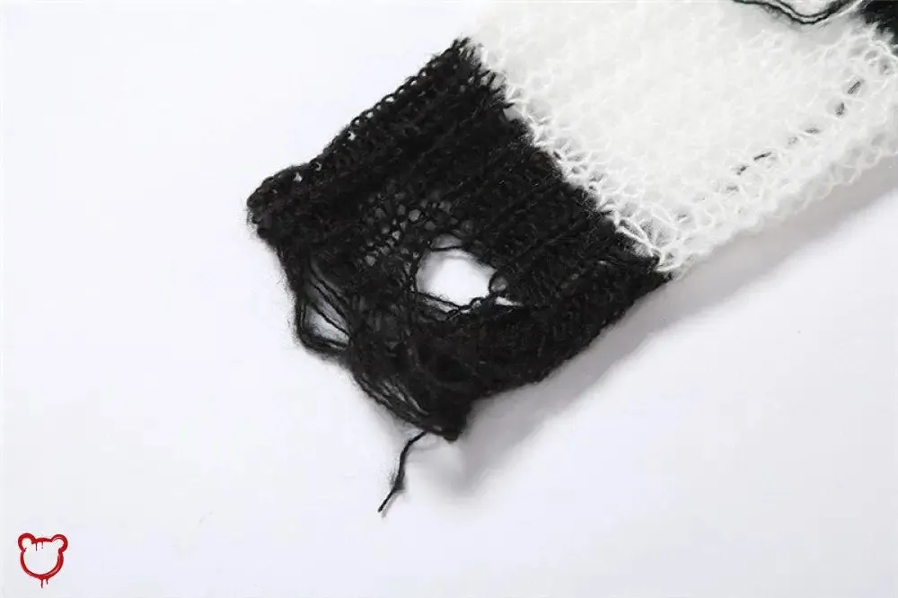 Crypt' Striped Cropped Goth Sweater