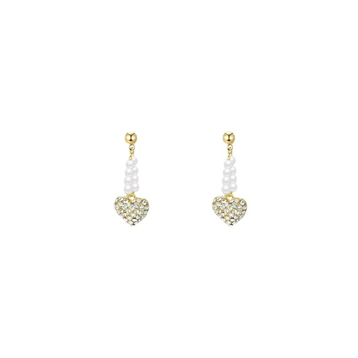 Cubic Zirconia & Pearl Heart Ear Jackets