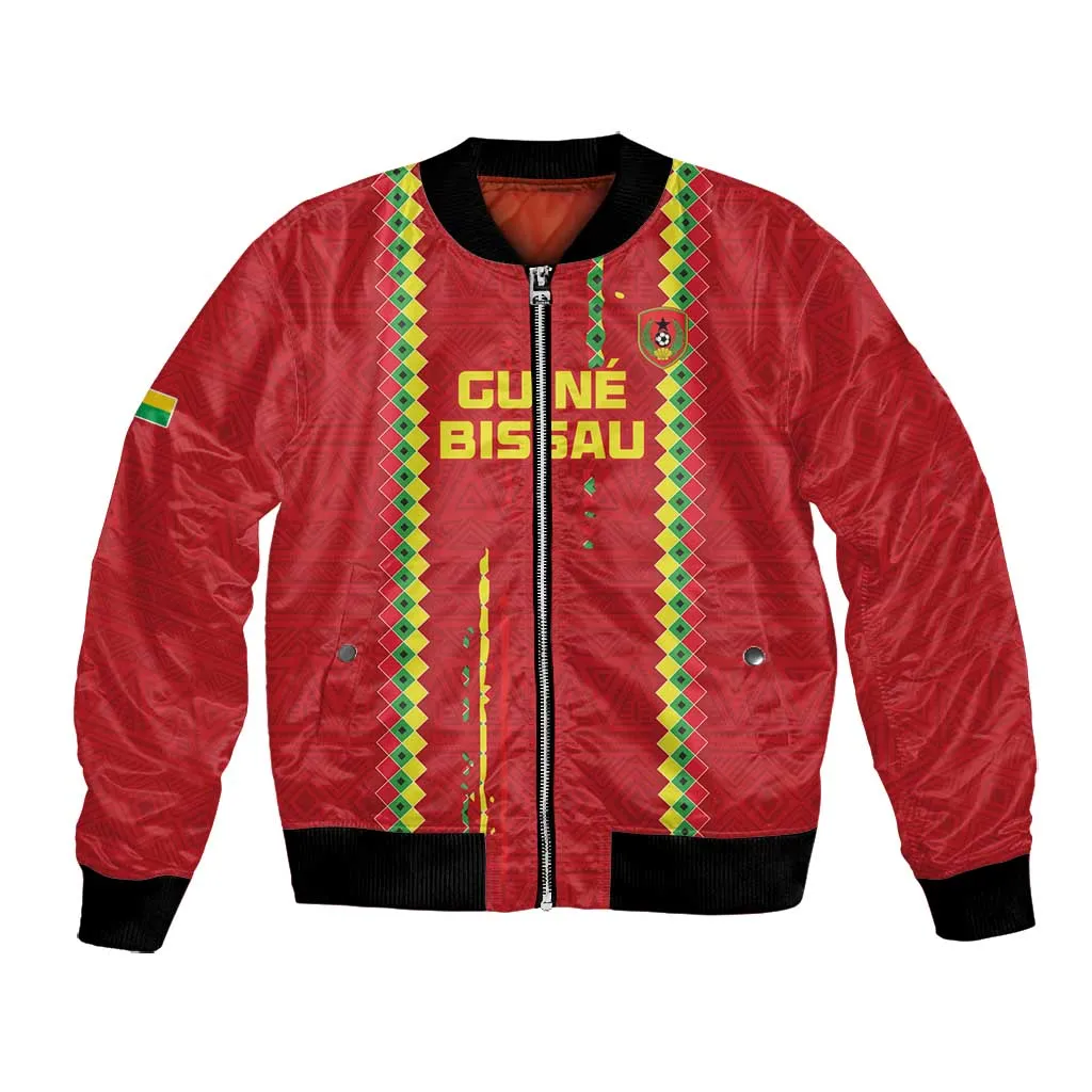 Custom Guinea Bissau Football Bomber Jacket Go Djurtus - African Pattern LT15