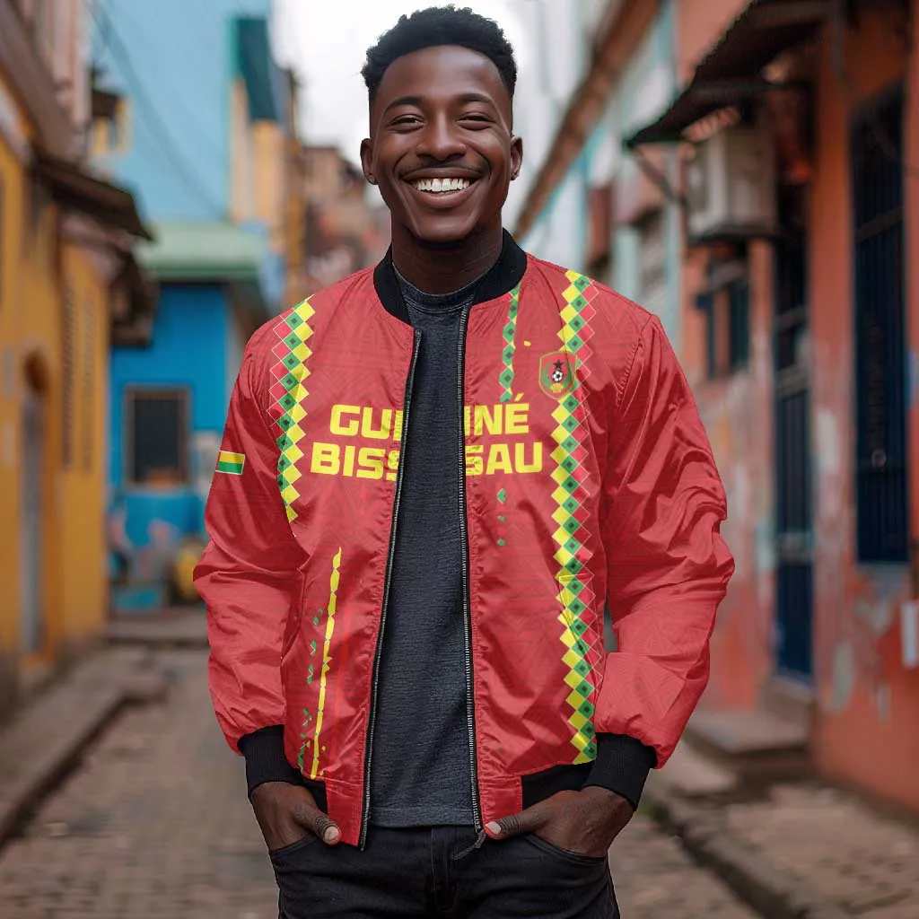 Custom Guinea Bissau Football Bomber Jacket Go Djurtus - African Pattern LT15
