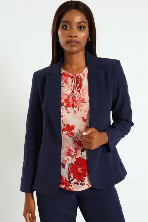 Darted Slim Fit Blazer - Navy