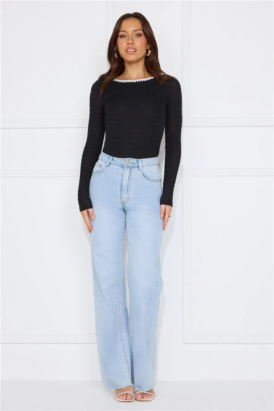 Day To Play Long Sleeve Bodysuit Black