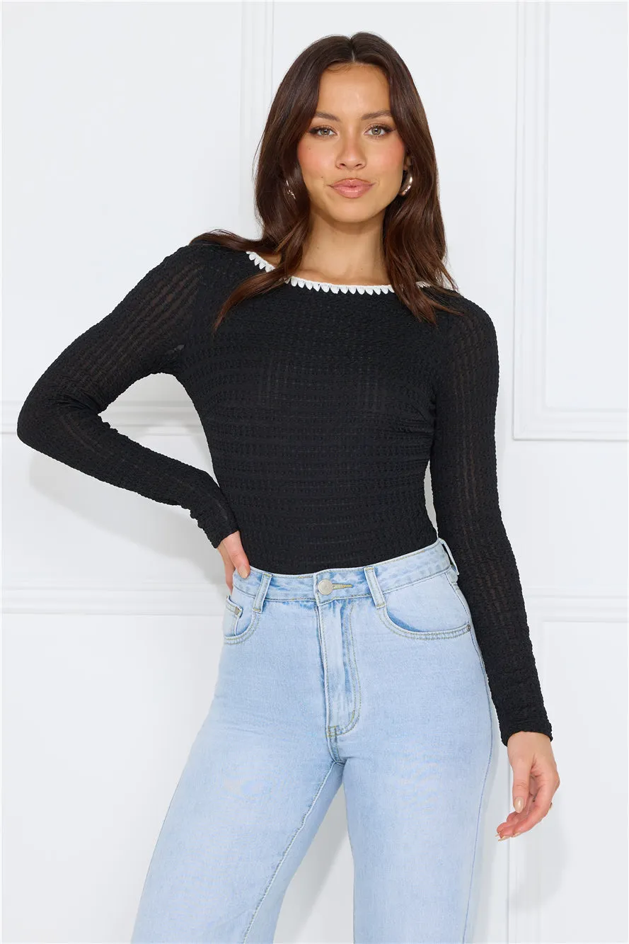 Day To Play Long Sleeve Bodysuit Black