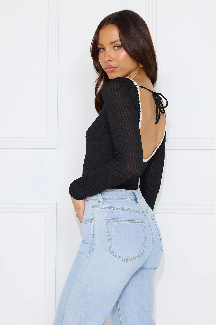 Day To Play Long Sleeve Bodysuit Black
