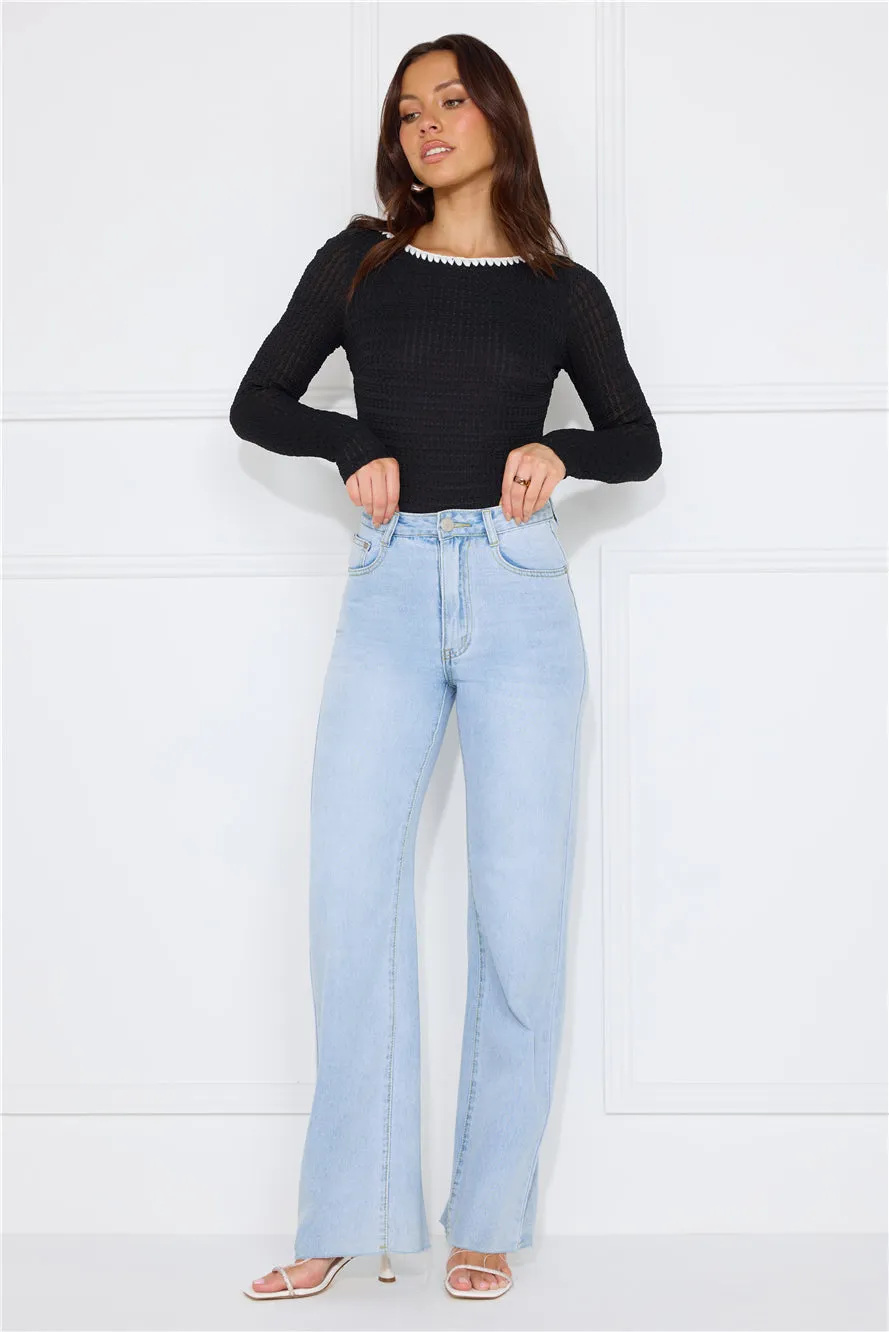 Day To Play Long Sleeve Bodysuit Black