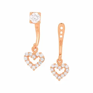Diamond Heart Ear Jackets & Studs