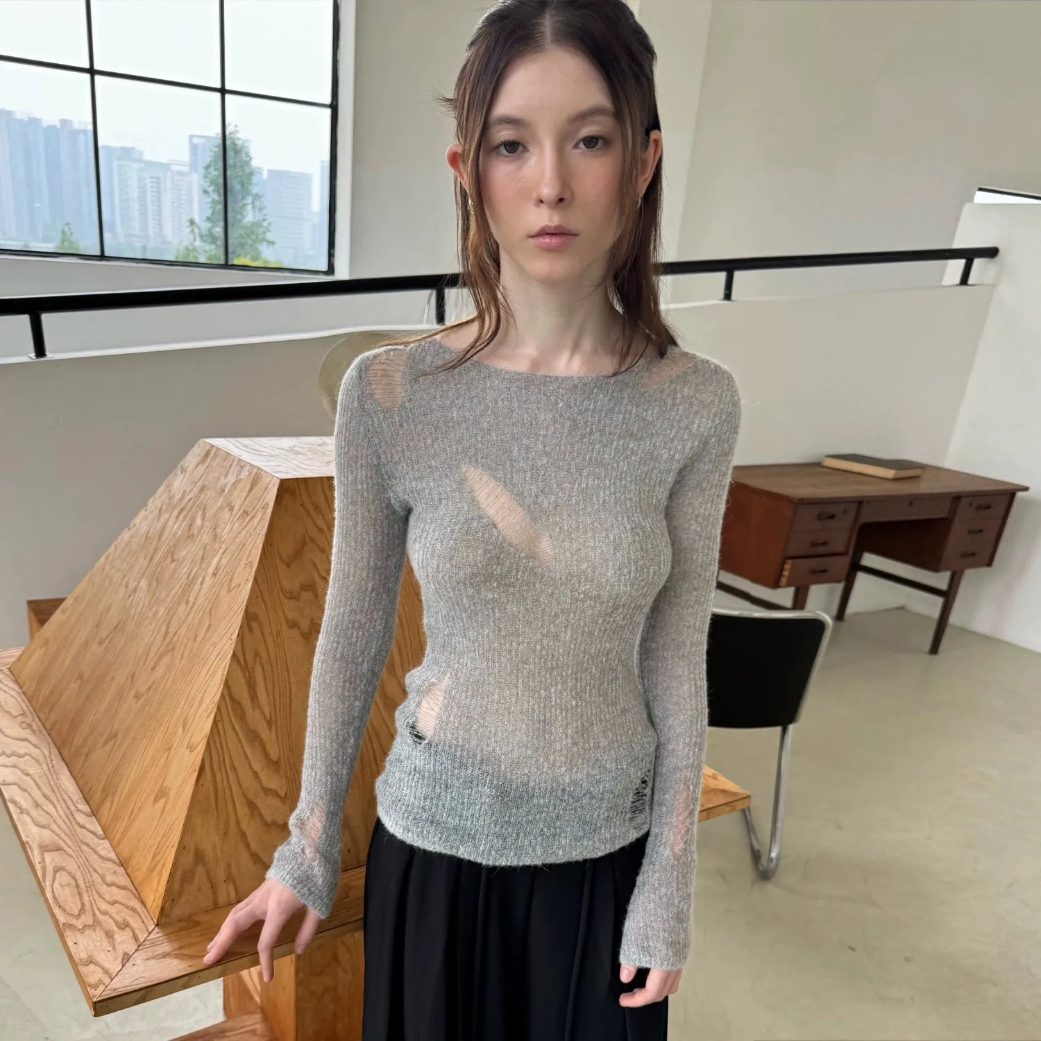 Distressed Knit Sweater
