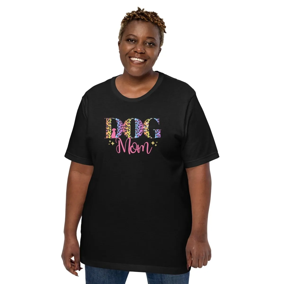 Dog Mom Leopard and Stars T-Shirt