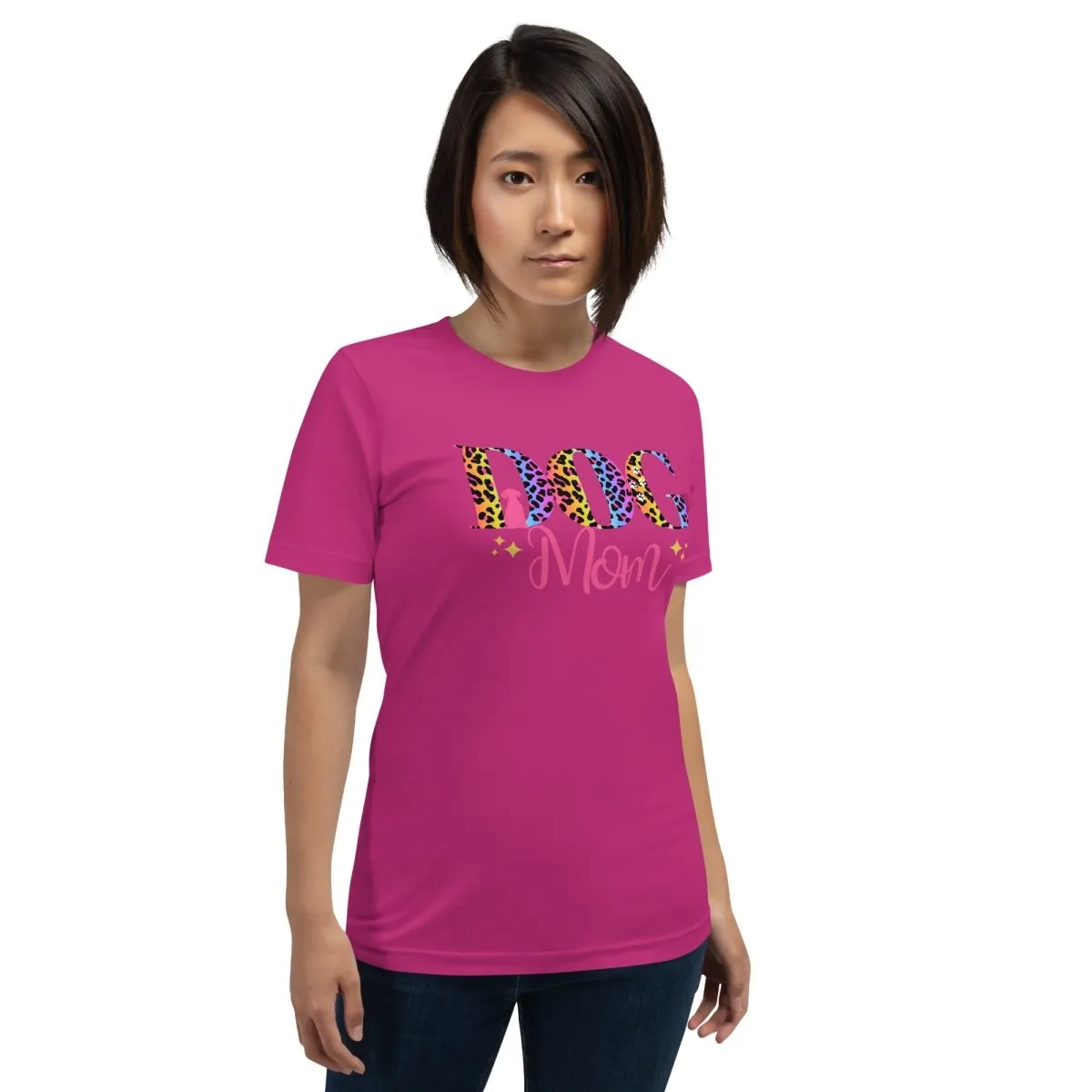Dog Mom Leopard and Stars T-Shirt