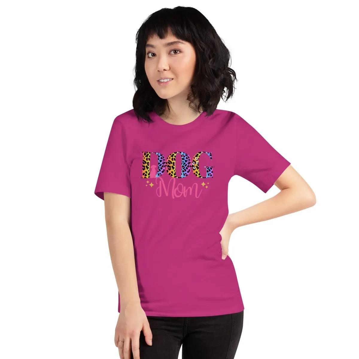 Dog Mom Leopard and Stars T-Shirt