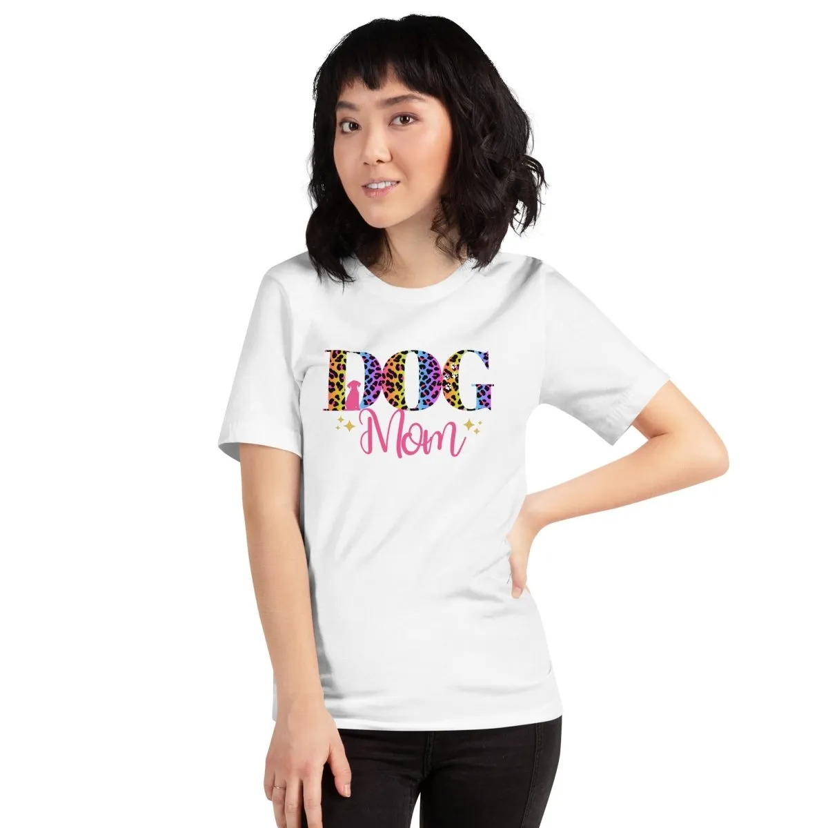 Dog Mom Leopard and Stars T-Shirt