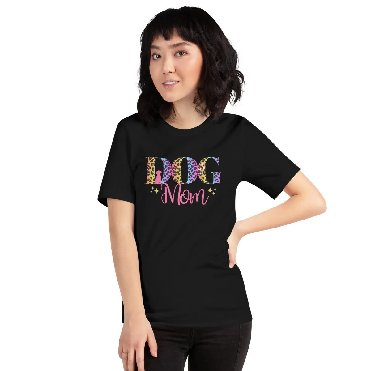 Dog Mom Leopard and Stars T-Shirt