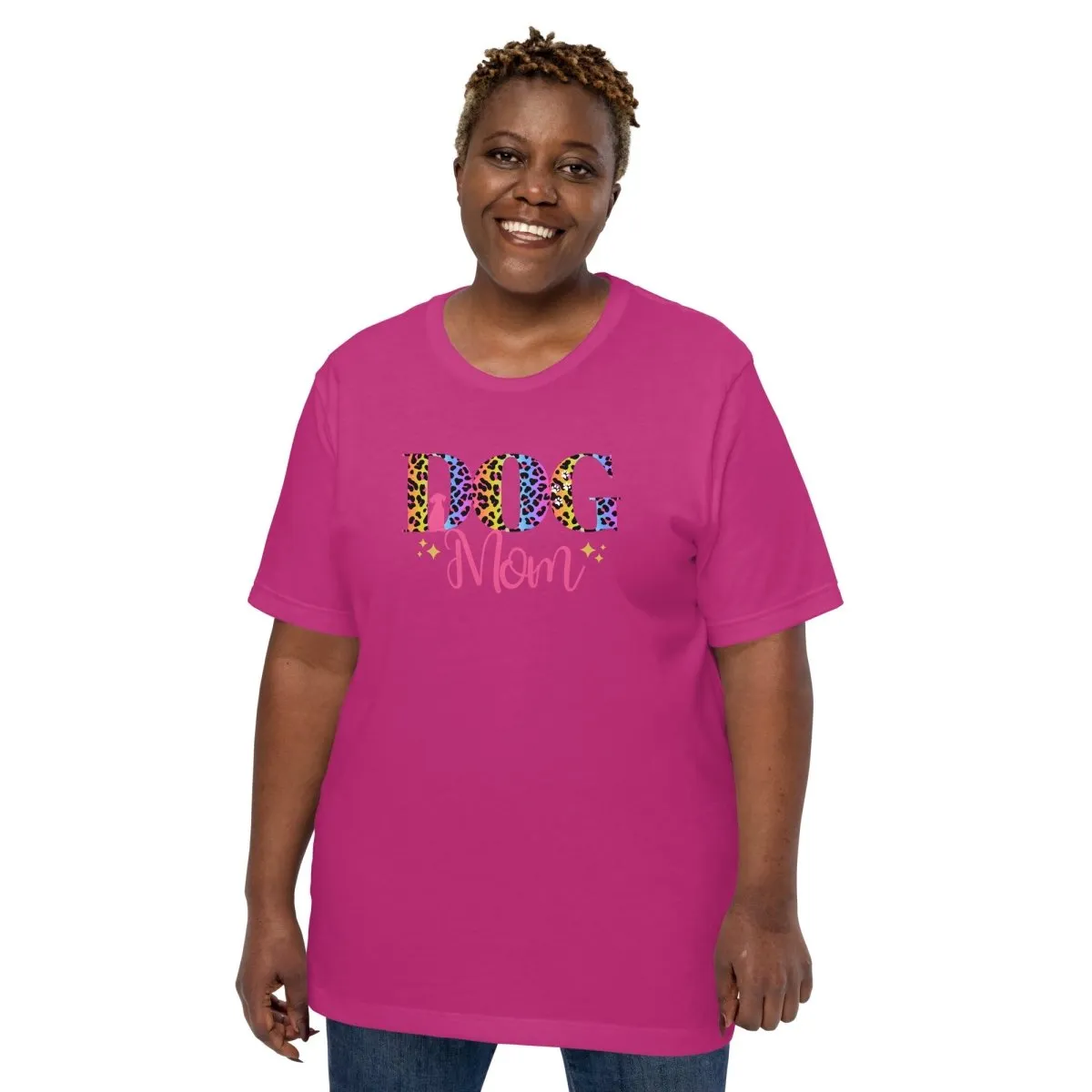 Dog Mom Leopard and Stars T-Shirt