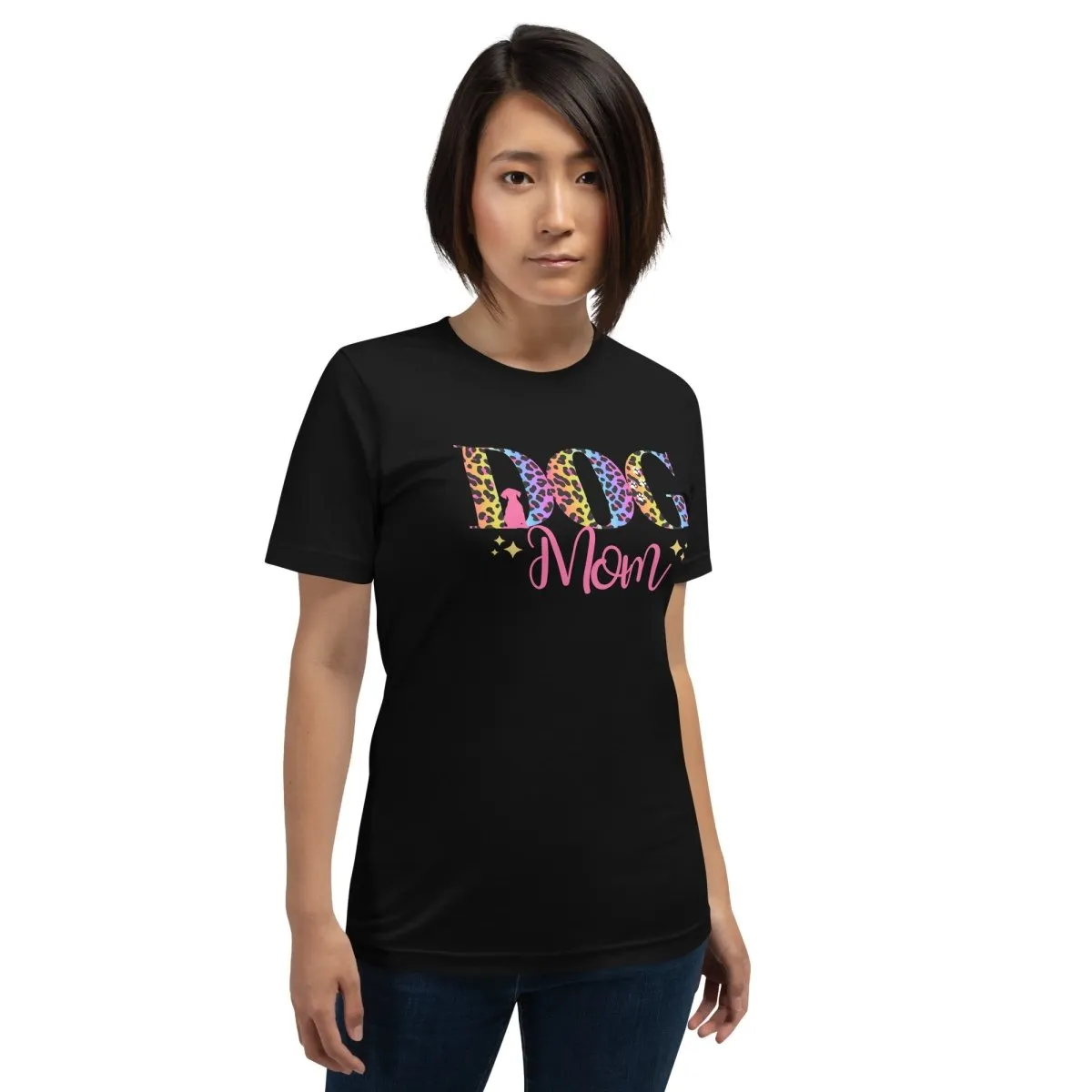 Dog Mom Leopard and Stars T-Shirt