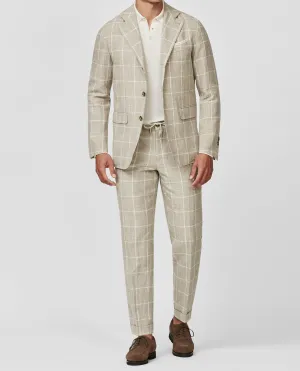 Drago Light Taupe Linen & Wool with Off White Windowpane