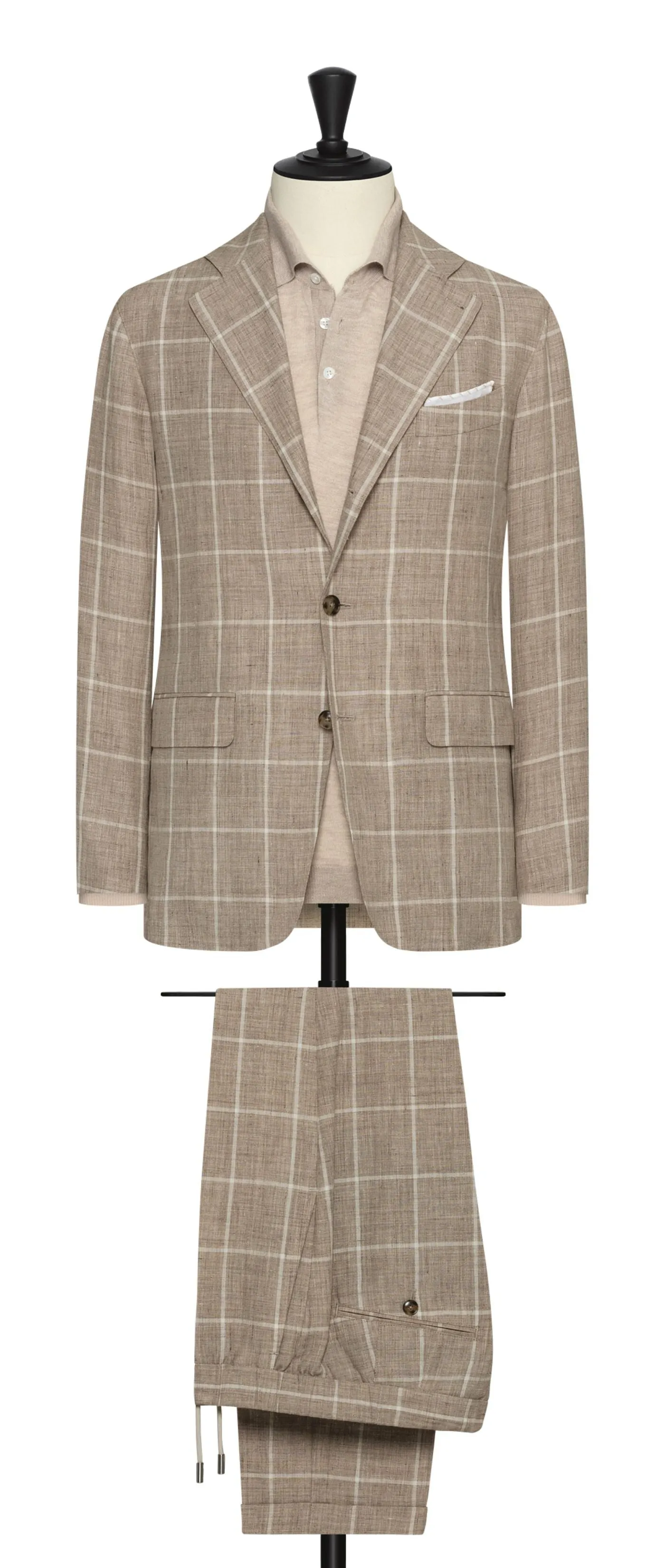 Drago Light Taupe Linen & Wool with Off White Windowpane
