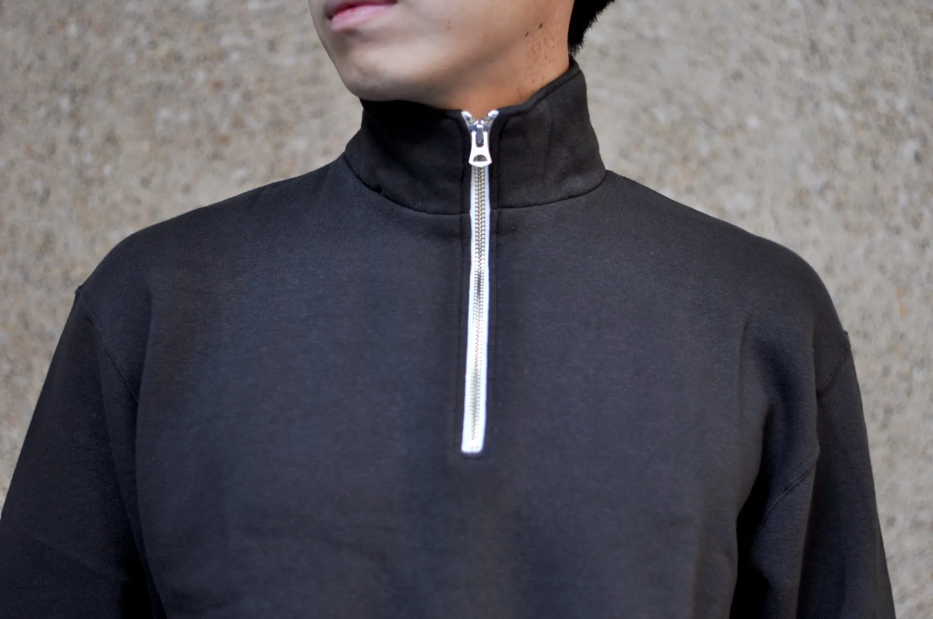 Dubble Works 11oz "Tsuri-ami" Half Zip Loopwheeled Sweatshirt (Sumi Black)