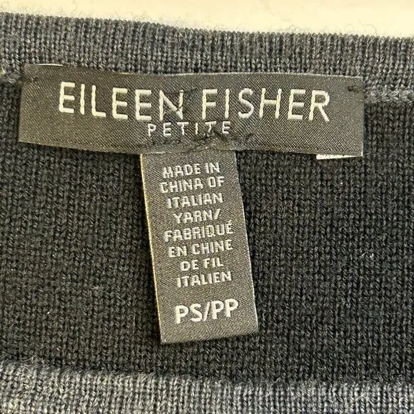 Eileen Fisher boxy window pane merino wool blend long sleeve sweater size SP