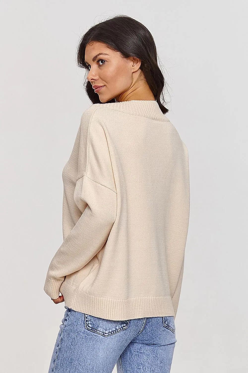 Elegant V-Neck Loose-Fit Sweater