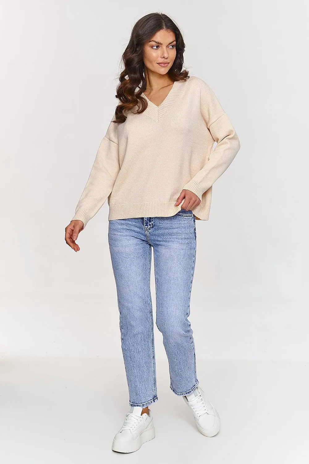 Elegant V-Neck Loose-Fit Sweater