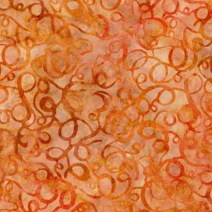 Elementals Coll: Geos 4 Batiks Tangerine - (2)