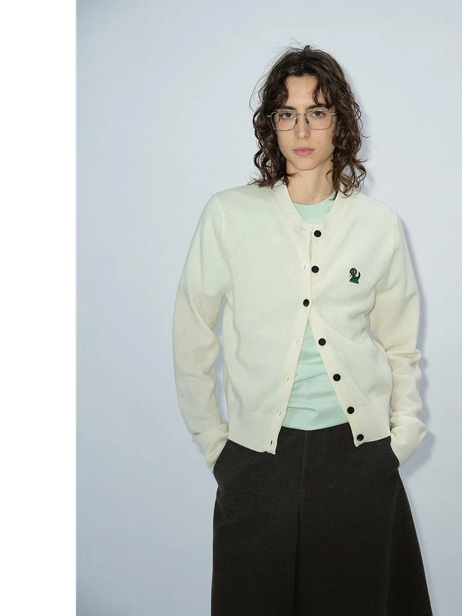 Embroidered Button-Up Cardigan