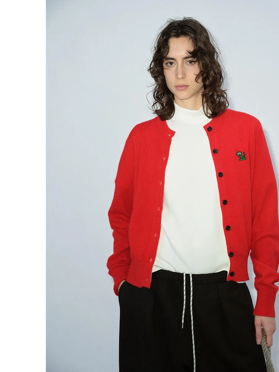 Embroidered Button-Up Cardigan