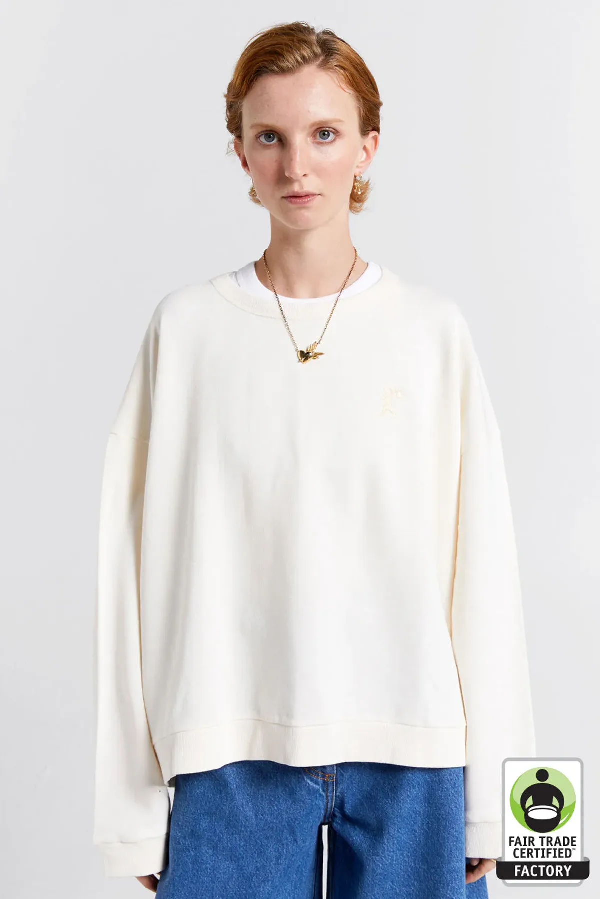 EMBROIDERED RUNAWAY GIRL ORGANIC CREWNECK SWEATSHIRT