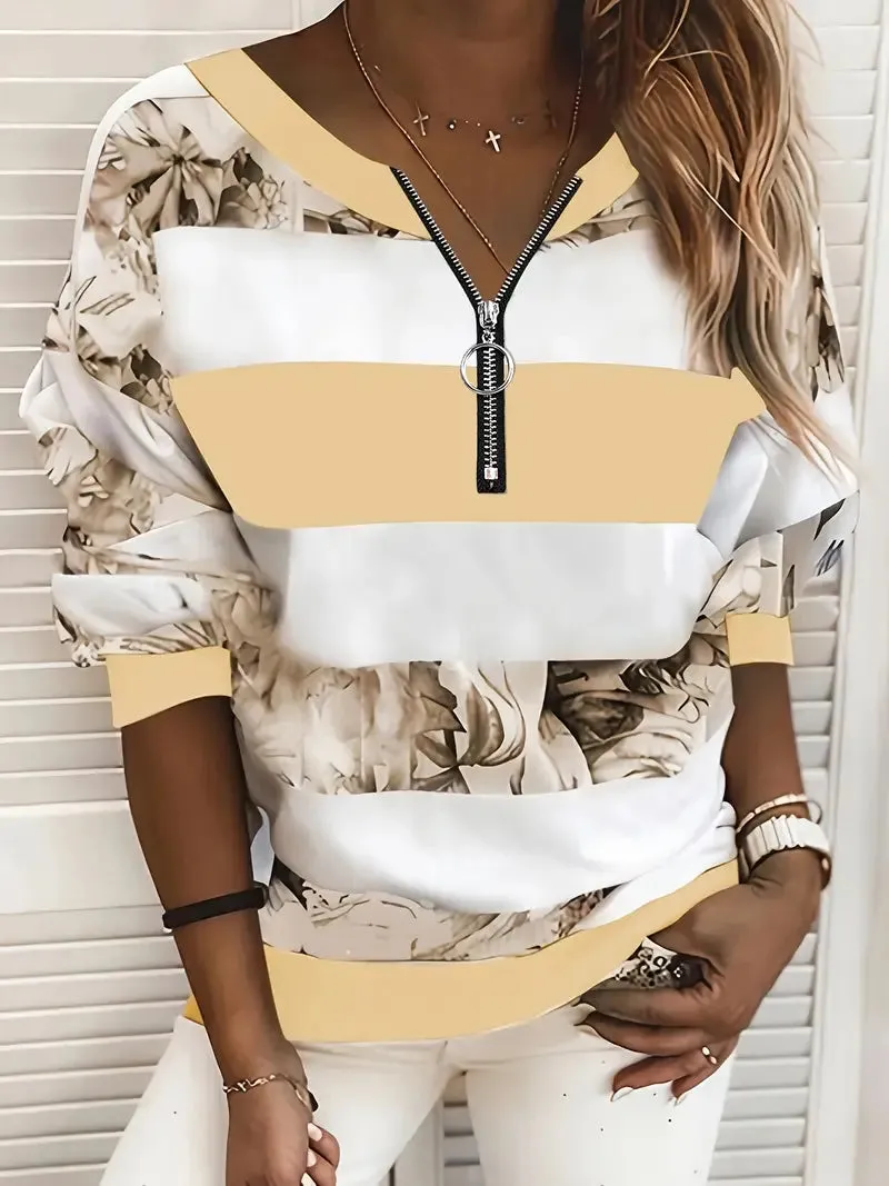Emily – color block t-shirt with floral print