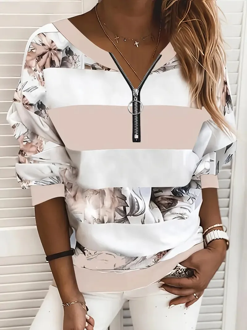 Emily – color block t-shirt with floral print