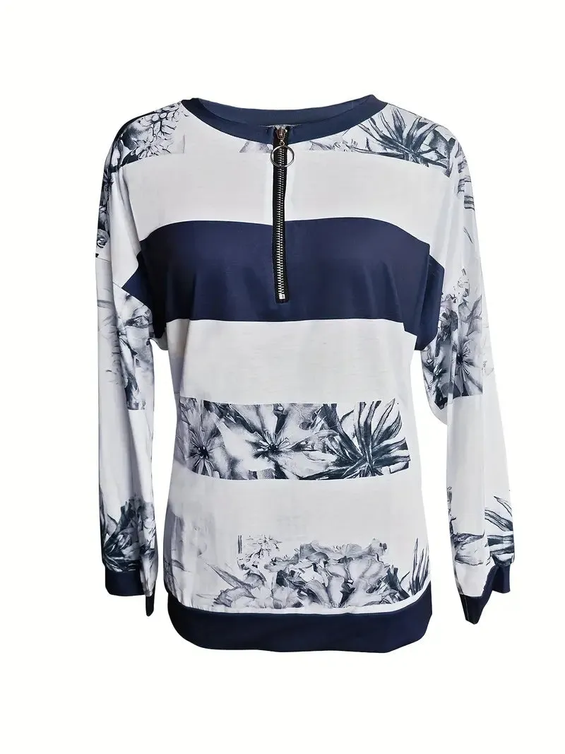 Emily – color block t-shirt with floral print