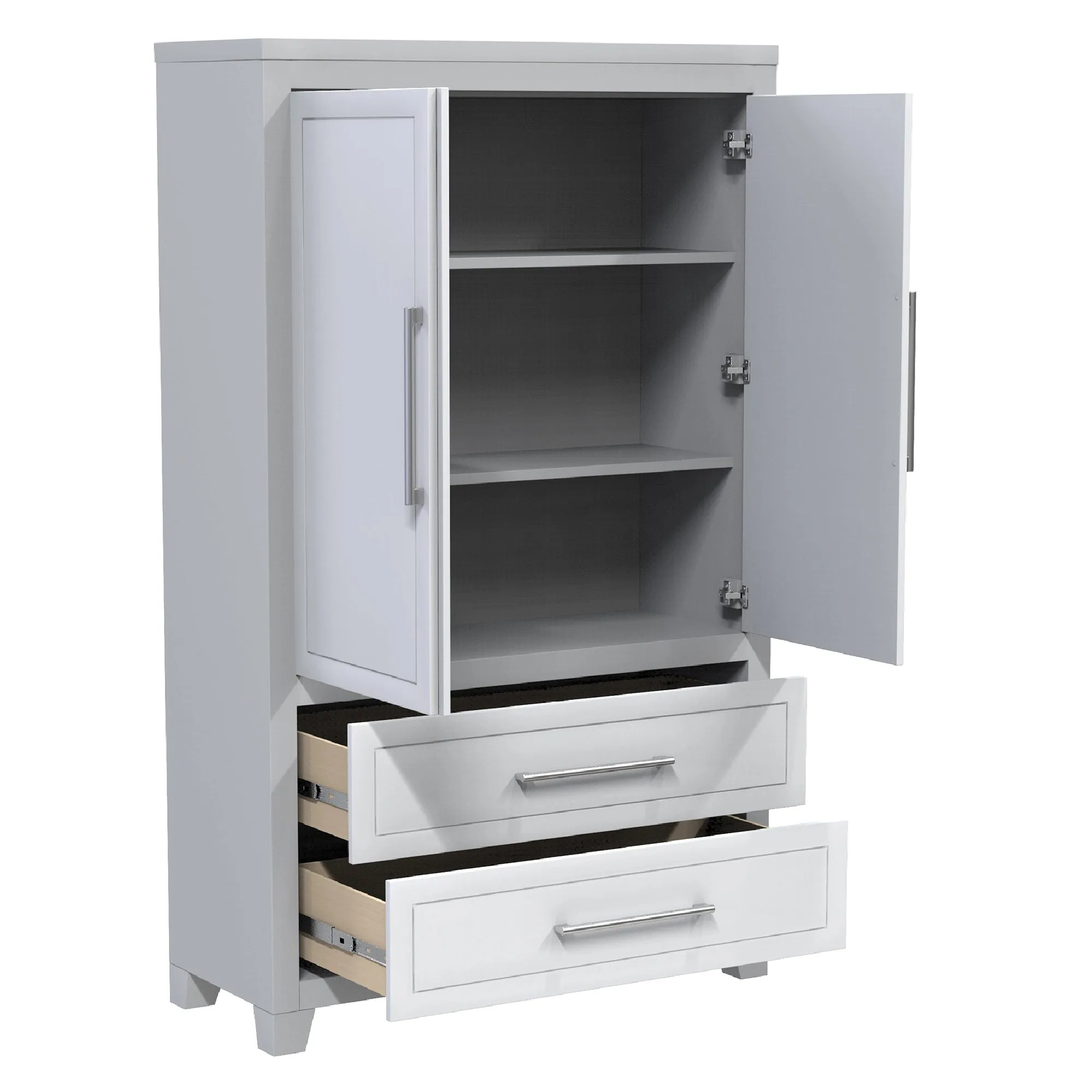 emma armoire storage organizer - shelves with 2 drawers home decor, light grey