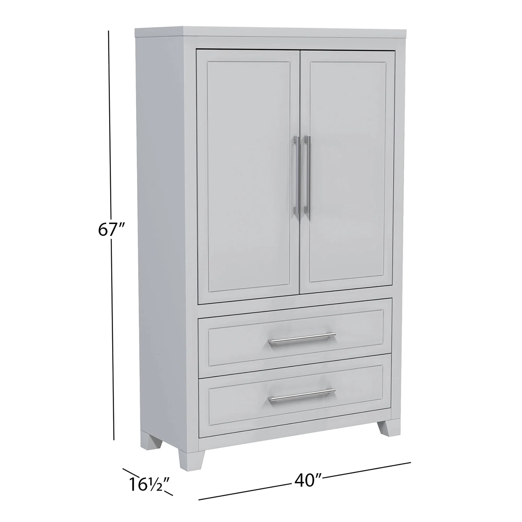 emma armoire storage organizer - shelves with 2 drawers home decor, light grey