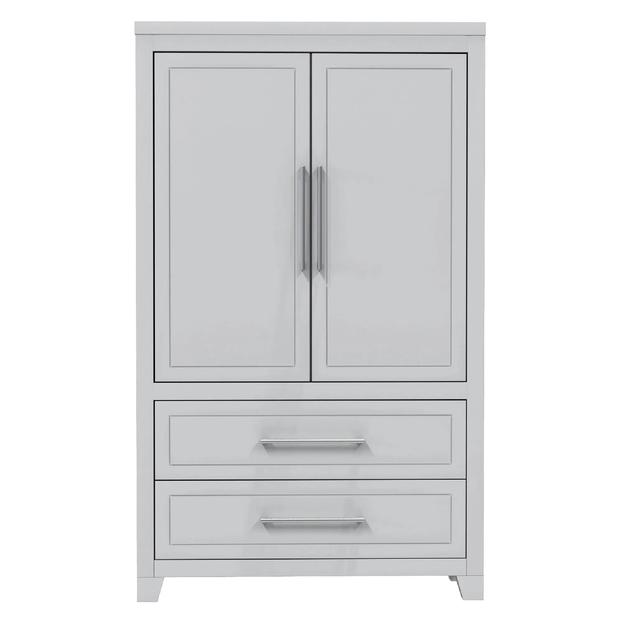 emma armoire storage organizer - shelves with 2 drawers home decor, light grey