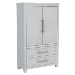 emma armoire storage organizer - shelves with 2 drawers home decor, light grey
