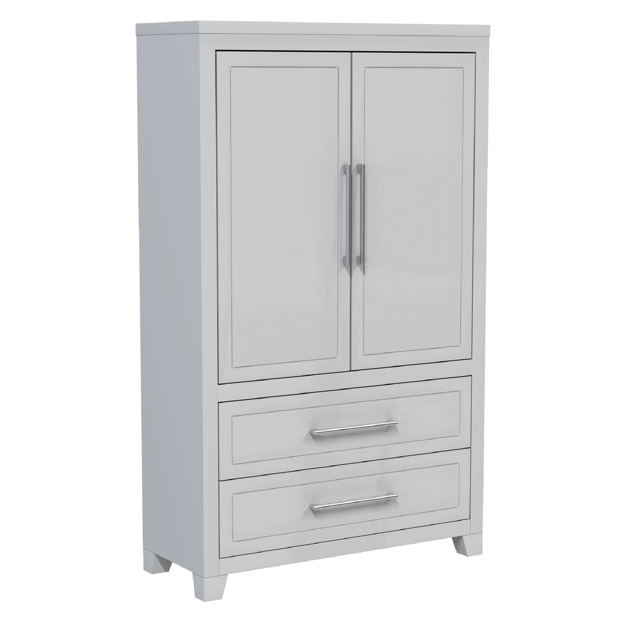 emma armoire storage organizer - shelves with 2 drawers home decor, light grey