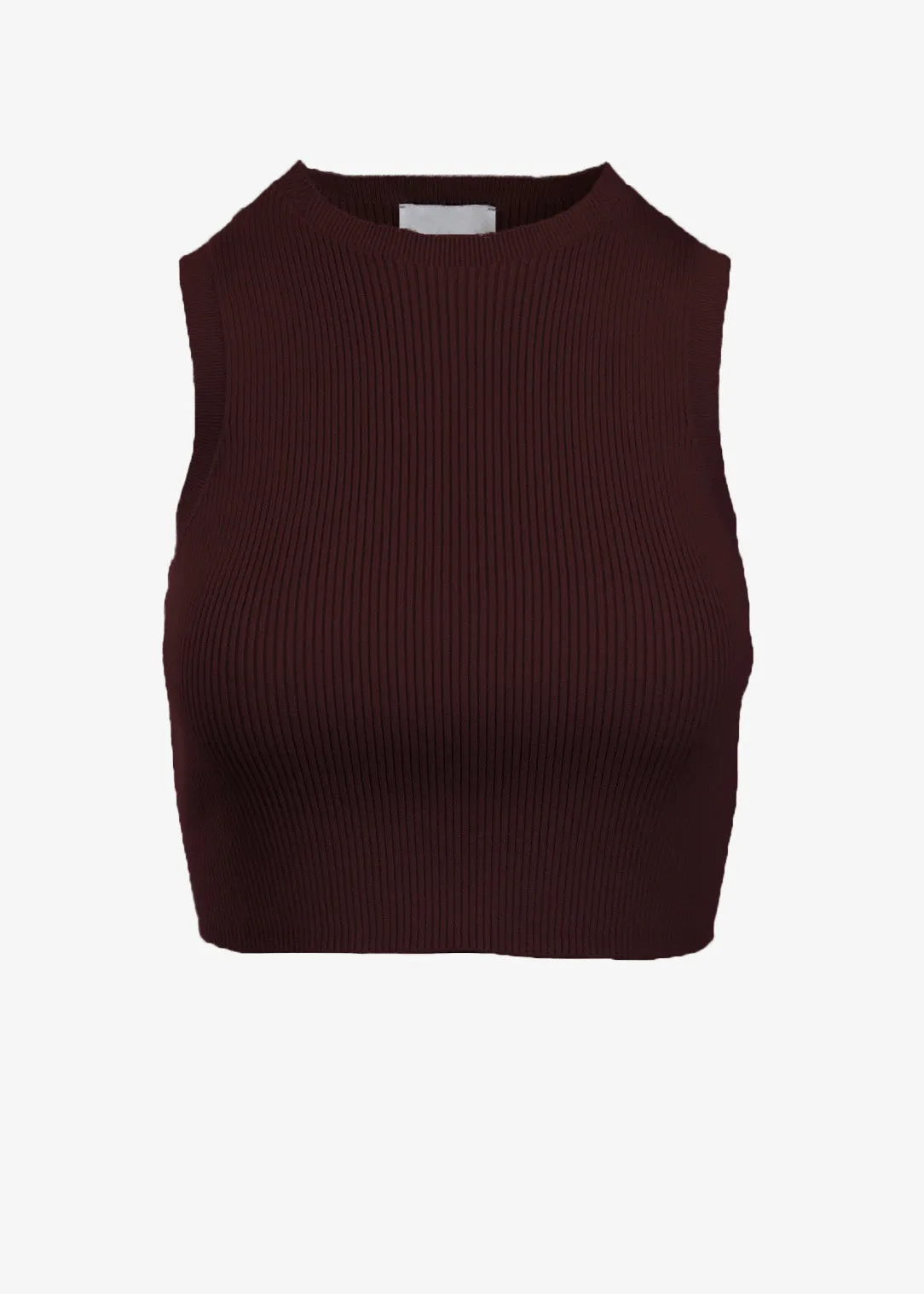 EMMA RIBBED CROP TANK - BORDEAUX