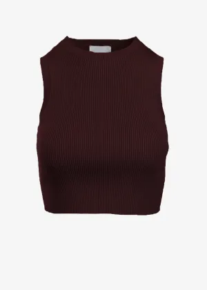 EMMA RIBBED CROP TANK - BORDEAUX